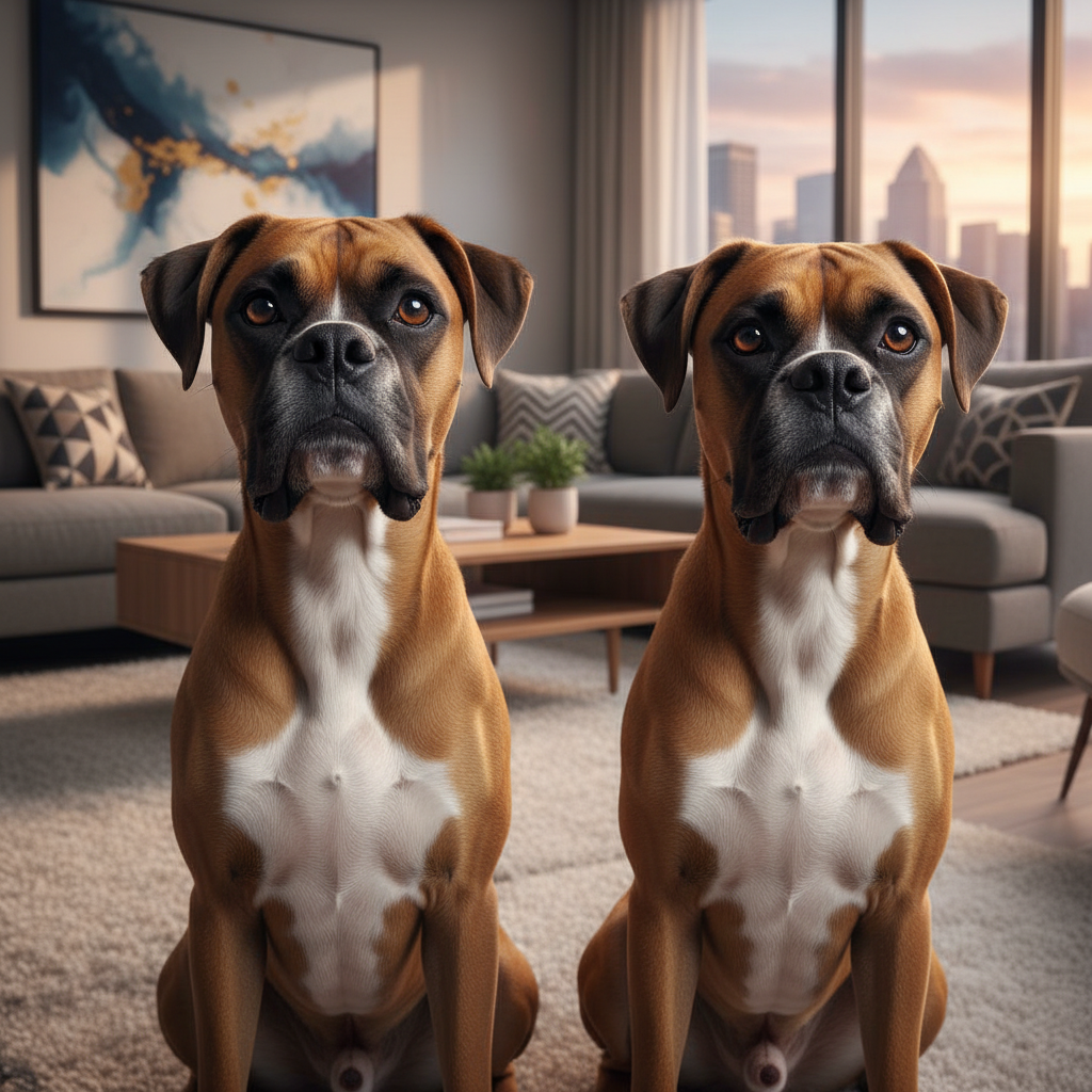 Custom needle felted Boxer dog replica vs real dog comparison